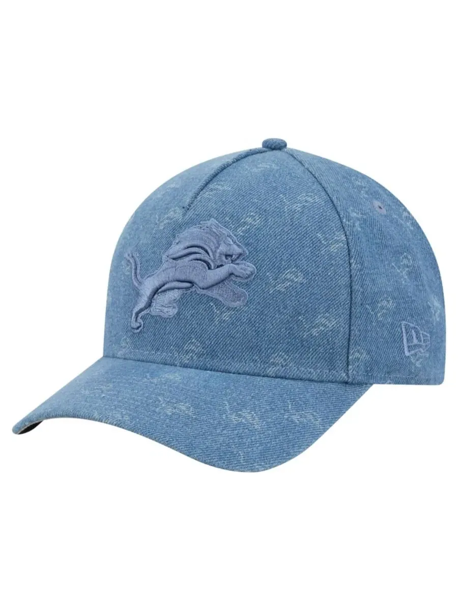 Кепка New Era A-Frame 9FORTY, джинсовая, с вышивкой Detroit Lions — изображение 1 из 7, джинсовый синий