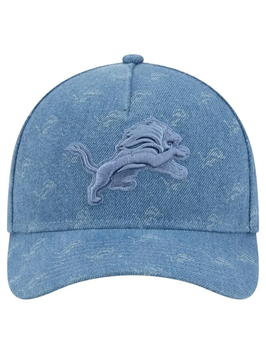 Кепка New Era A-Frame 9FORTY, джинсовая, с вышивкой Detroit Lions — изображение 2 из 7, джинсовый синий