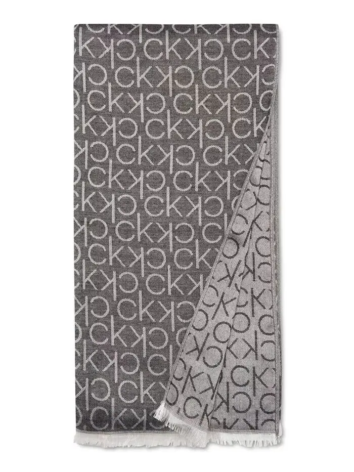 Шарф-обертка из пашмины с логотипом Monogram CK Calvin Klein — изображение 2 из 3, черный