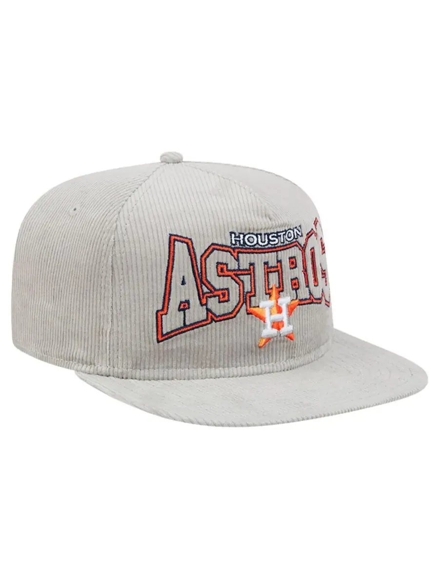 New Era Мужская серая вельветовая кепка-бейсболка Houston Astros с регулируемой застежкой — изображение 3 из 4, серый