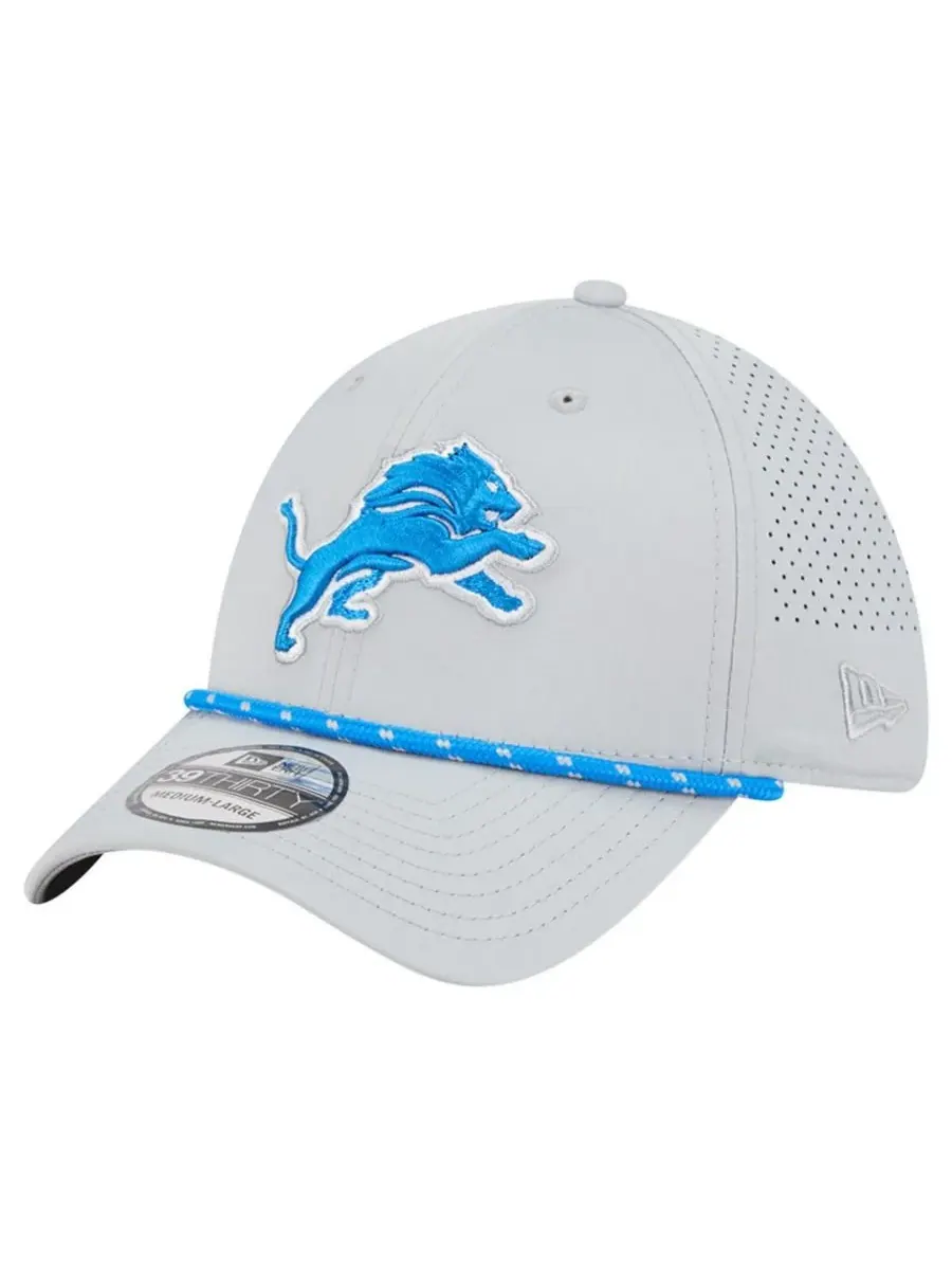 New Era Мужская синяя перфорированная кепка Detroit Lions 39THIRTY Flex — изображение 1 из 5, серый