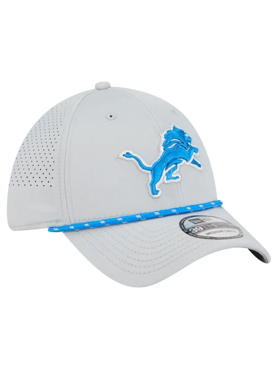 New Era Мужская синяя перфорированная кепка Detroit Lions 39THIRTY Flex — изображение 4 из 5, серый