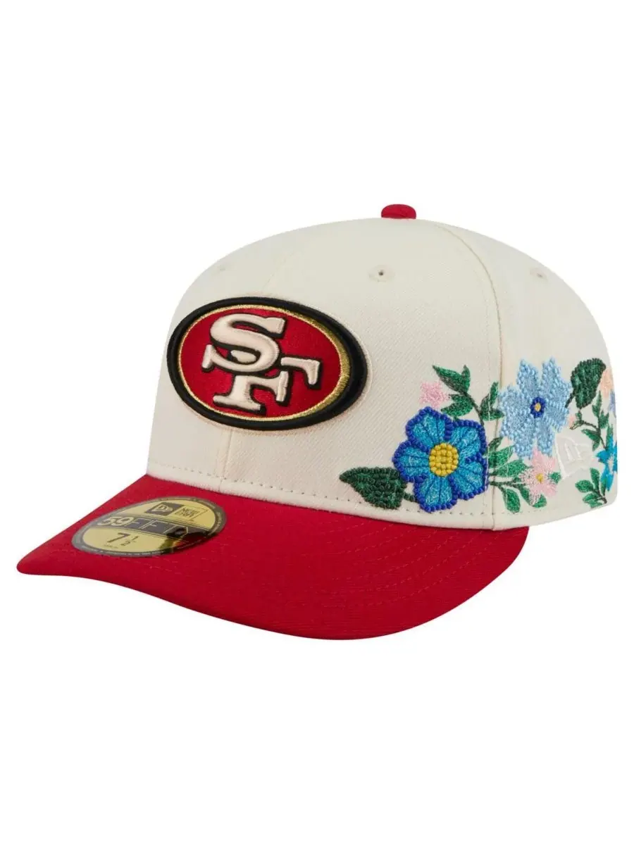 New Era Мужская кепка 59FIFTY кремового/алого цвета с цветочным принтом в стиле команды San — изображение 1 из 4, кремовый