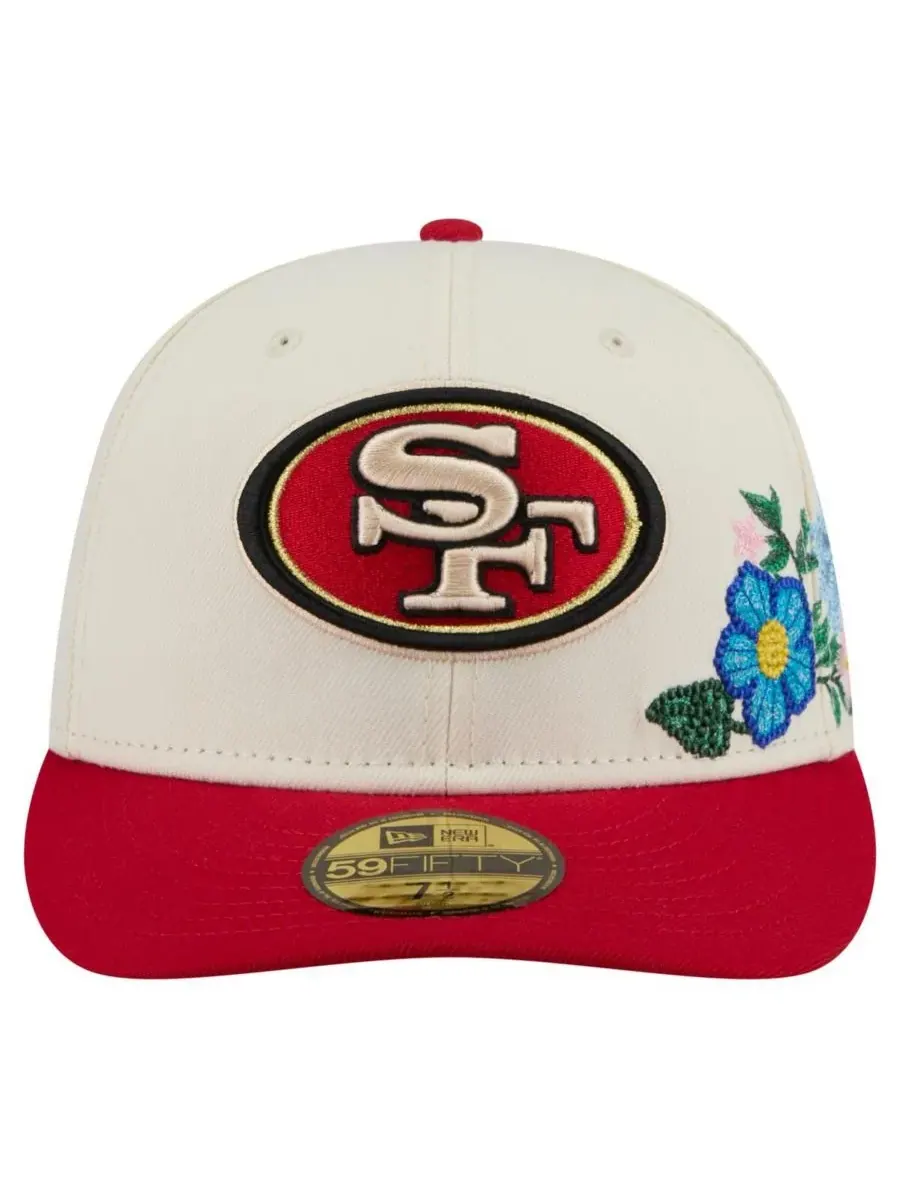 New Era Мужская кепка 59FIFTY кремового/алого цвета с цветочным принтом в стиле команды San — изображение 2 из 4, кремовый