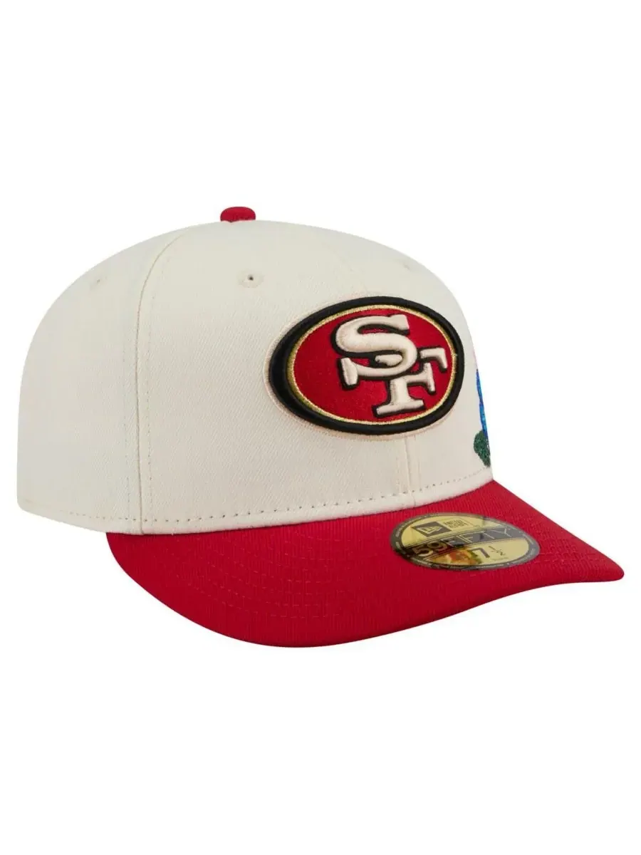 New Era Мужская кепка 59FIFTY кремового/алого цвета с цветочным принтом в стиле команды San — изображение 3 из 4, кремовый