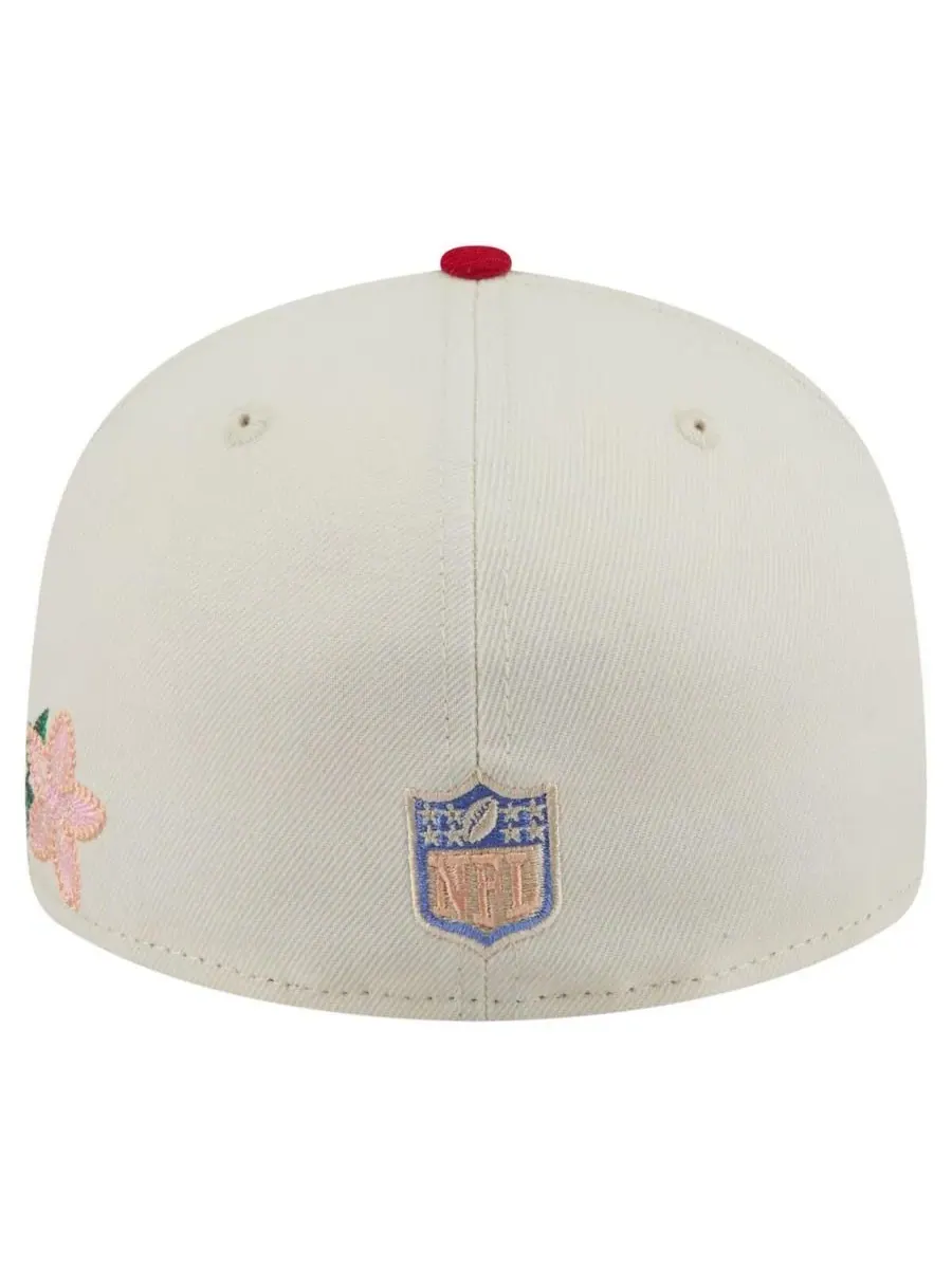 New Era Мужская кепка 59FIFTY кремового/алого цвета с цветочным принтом в стиле команды San — изображение 4 из 4, кремовый