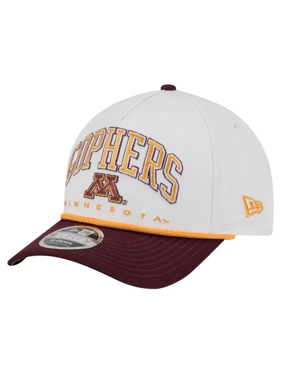 New Era Мужская бело-бордовая кепка Minnesota Golden Gophers Arch Two-Tone Rope 9FORTY A-Frame — изображение 1 из 5, белый