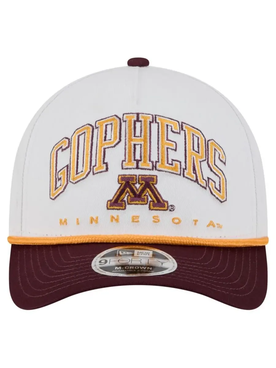 New Era Мужская бело-бордовая кепка Minnesota Golden Gophers Arch Two-Tone Rope 9FORTY A-Frame — изображение 2 из 5, белый