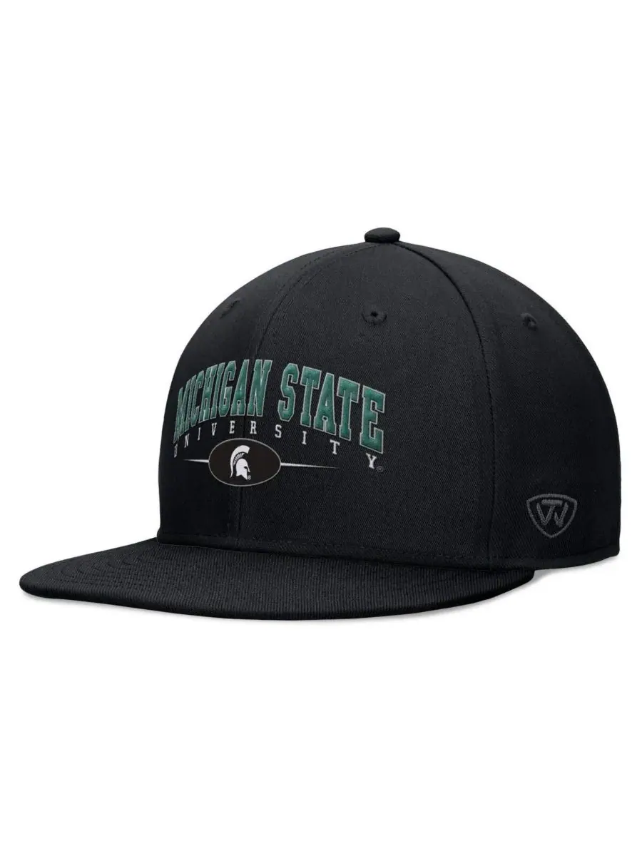 Top of the World Мужская черная кепка-бейсболка Michigan State Spartans Bullpen Snapback — изображение 1 из 4, черный