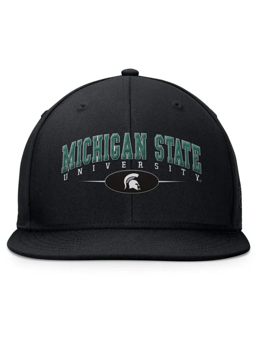 Top of the World Мужская черная кепка-бейсболка Michigan State Spartans Bullpen Snapback — изображение 2 из 4, черный