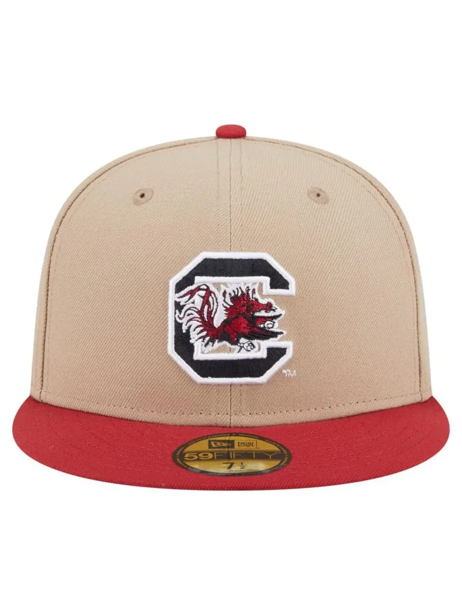 New Era Мужская кепка цвета хаки South Carolina Gamecocks Two-Tone 59FIFTY Fitted Hat — изображение 2 из 5