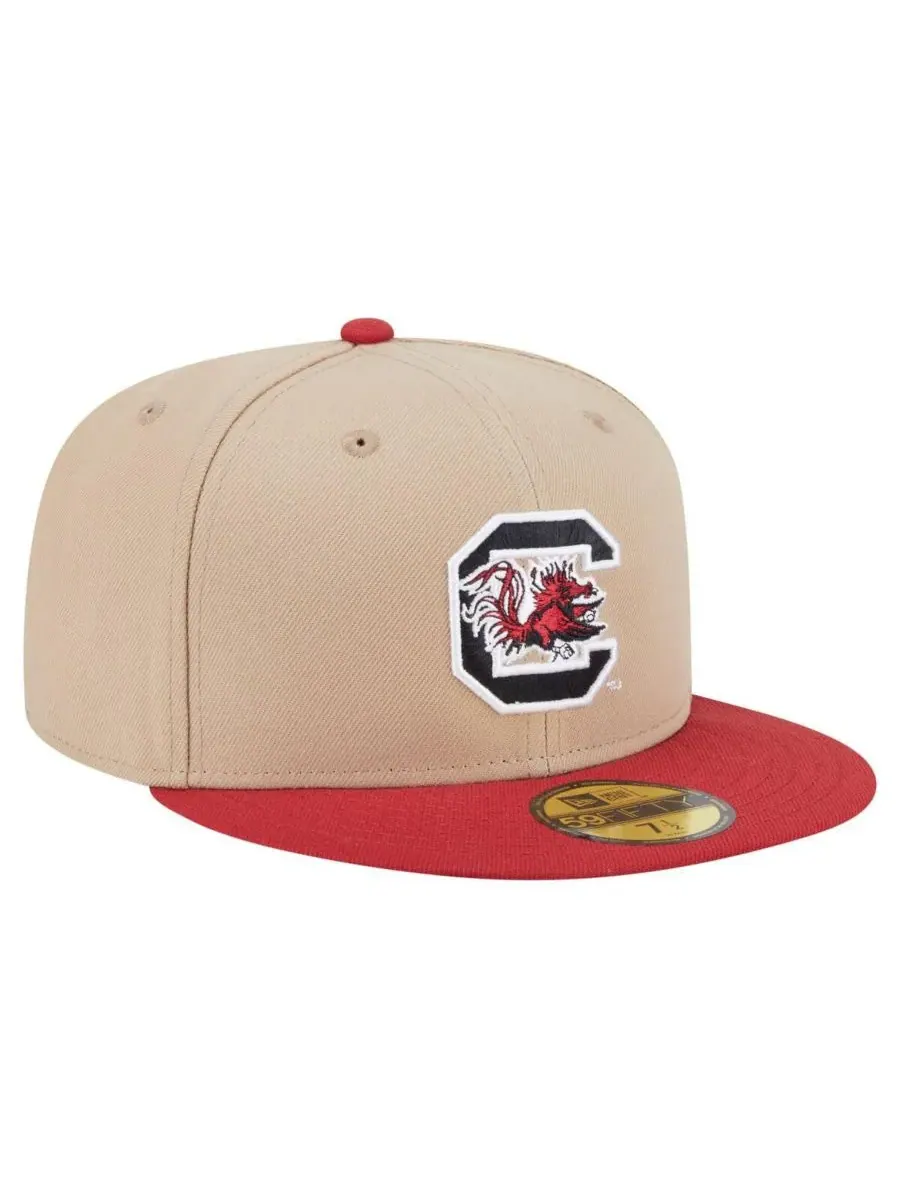 New Era Мужская кепка цвета хаки South Carolina Gamecocks Two-Tone 59FIFTY Fitted Hat — изображение 3 из 5