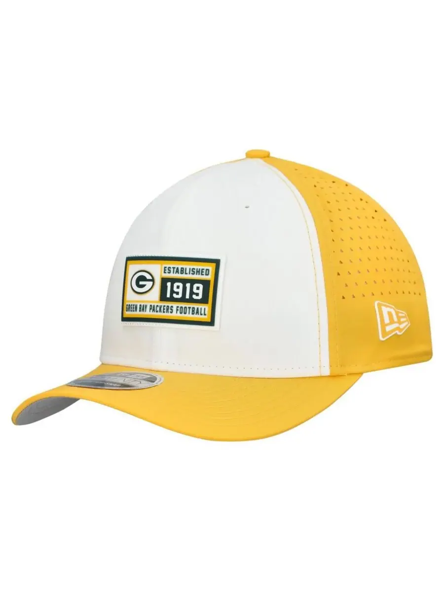 New Era Мужская регулируемая кепка Green Bay Packers белого/золотого цвета с нашивкой 9SEVENTY — изображение 1 из 4