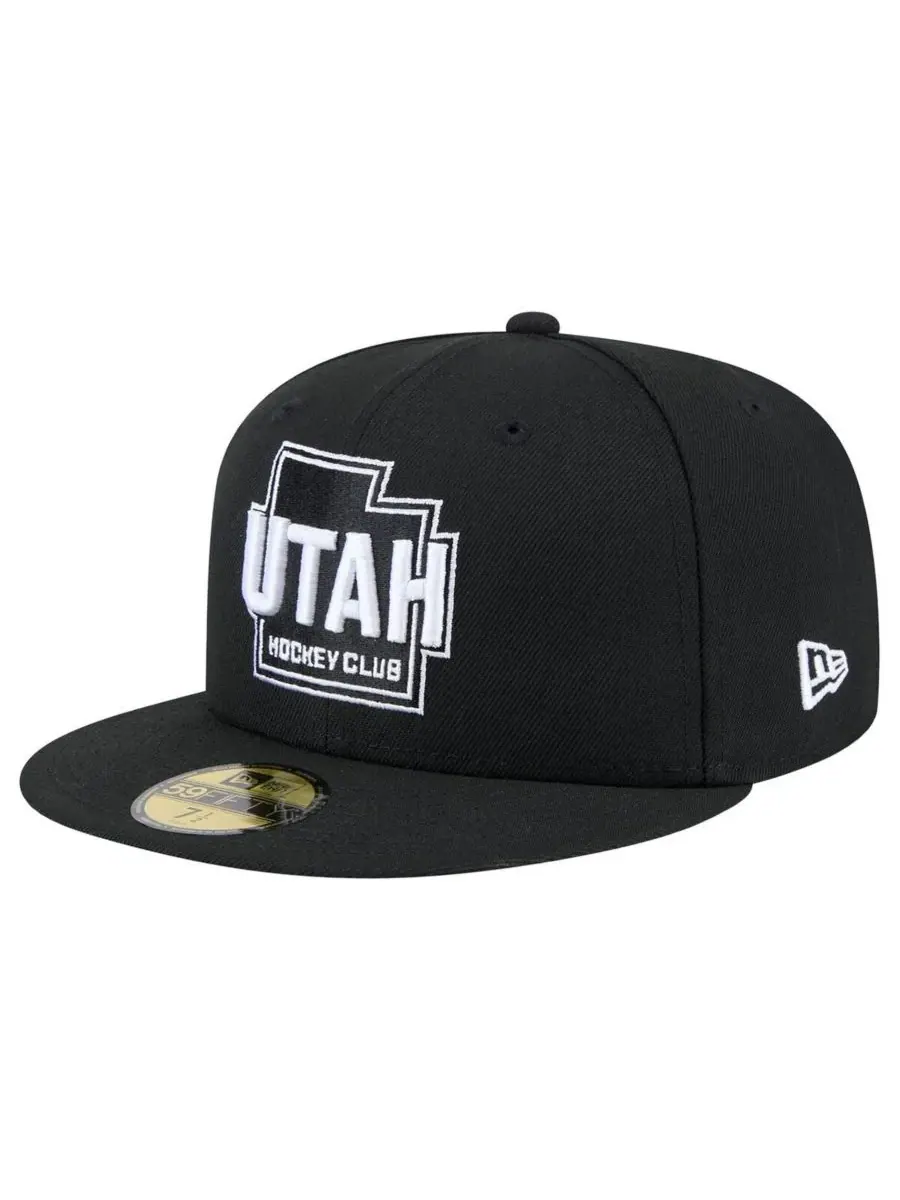 New Era Мужская черная бейсболка Utah Hockey Club State Shape 1st Season 59FIFTY Fitted Hat — изображение 1 из 5, черный