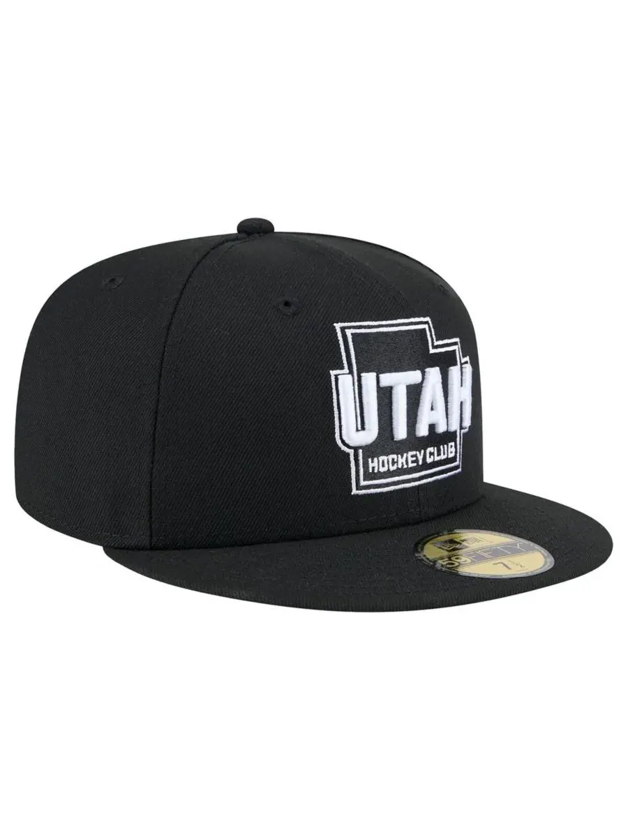 New Era Мужская черная бейсболка Utah Hockey Club State Shape 1st Season 59FIFTY Fitted Hat — изображение 4 из 5, черный
