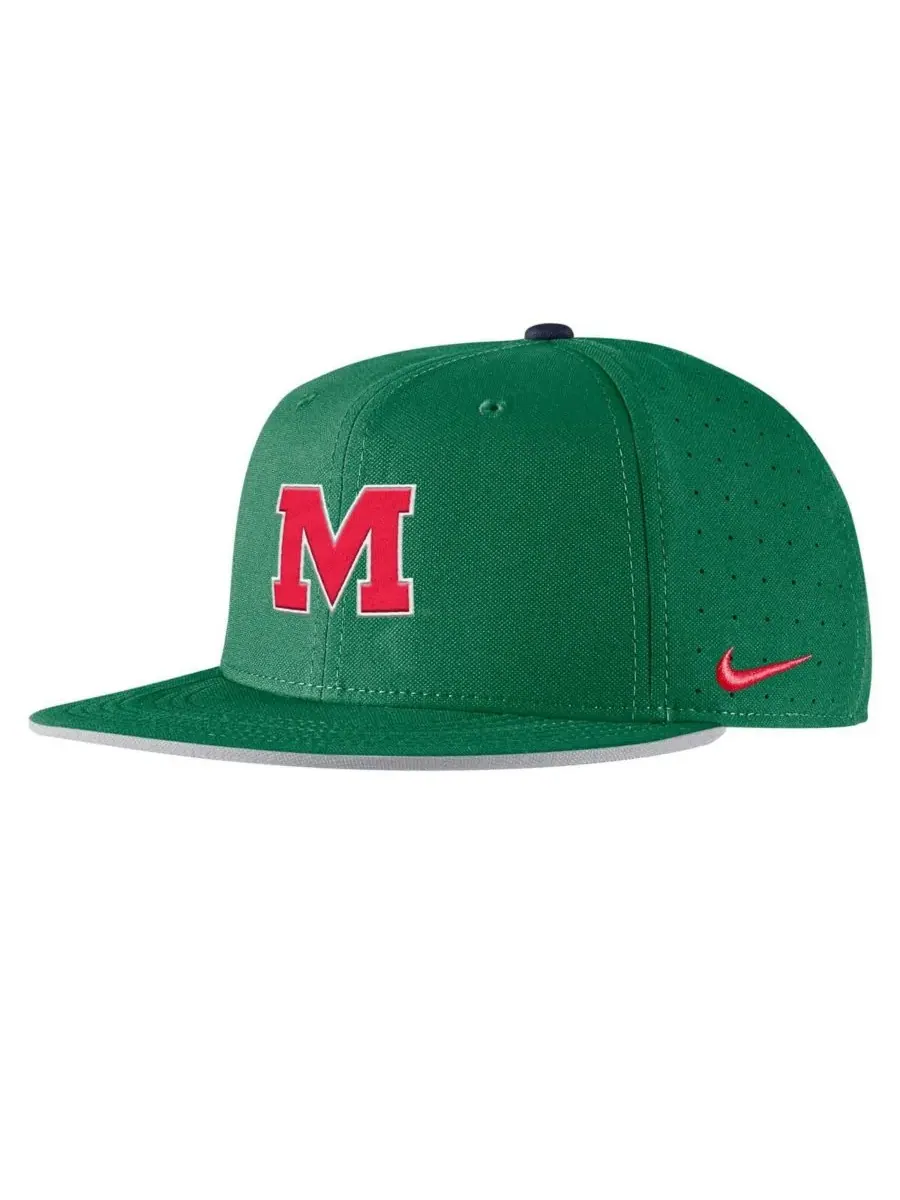 Nike Мужская зеленая бейсбольная кепка Ole Miss Rebels для игры на поле — изображение 1 из 3, зеленый