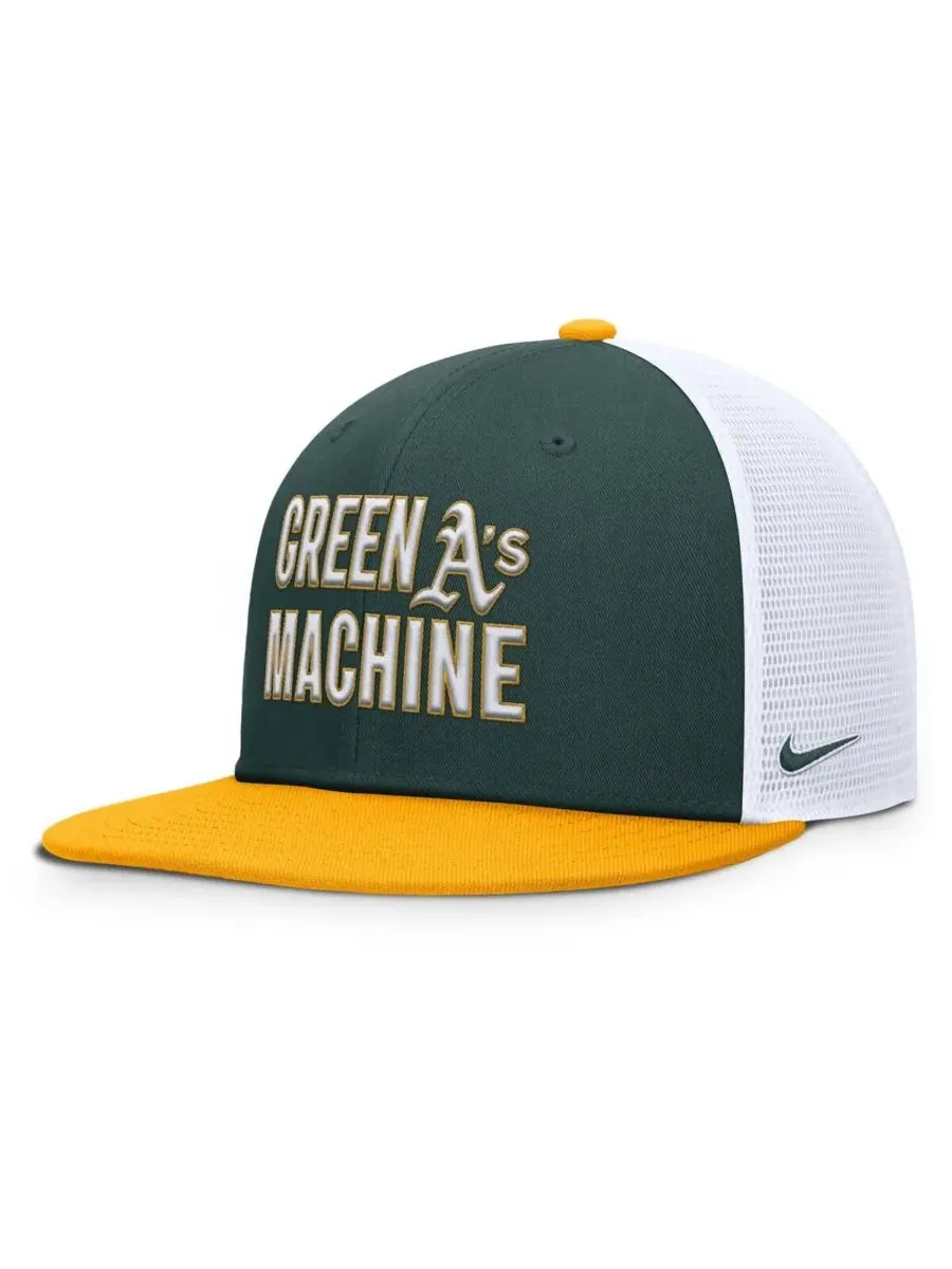Nike Мужская зелено-золотая бейсболка Athletics Pro Trucker Snapback — изображение 4 из 4, зеленый золотистый