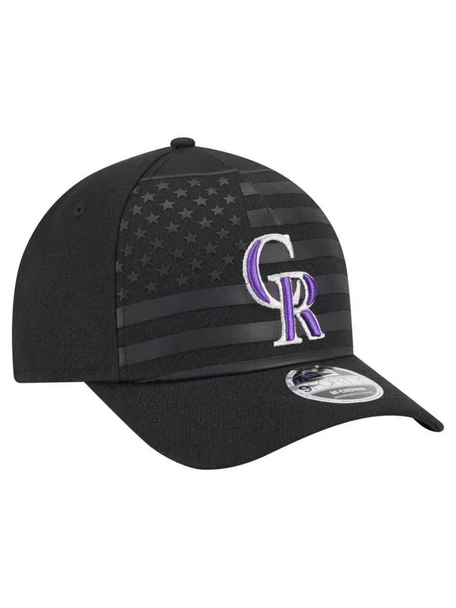 New Era Мужская черная кепка Colorado Rockies с американским флагом, регулируемая, модель 9FORTY — изображение 2 из 4, черный