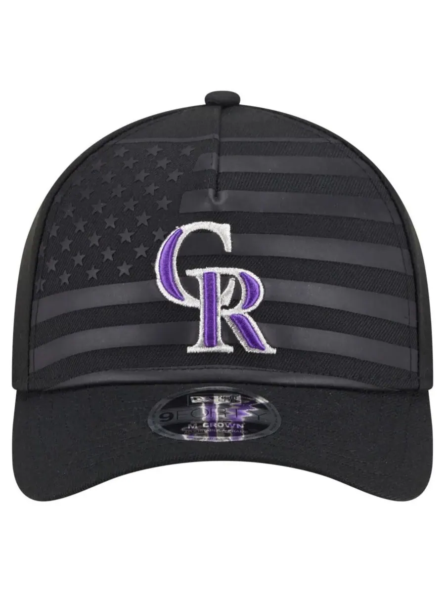 New Era Мужская черная кепка Colorado Rockies с американским флагом, регулируемая, модель 9FORTY — изображение 3 из 4, черный