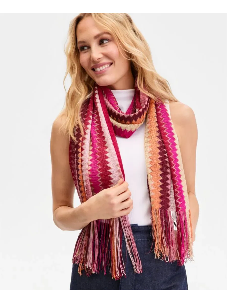 Шарф удлиненный с бахромой Colorful Chevron Stripe Oblong Scarf I.N.C. International Concepts — изображение 3 из 3, мульти