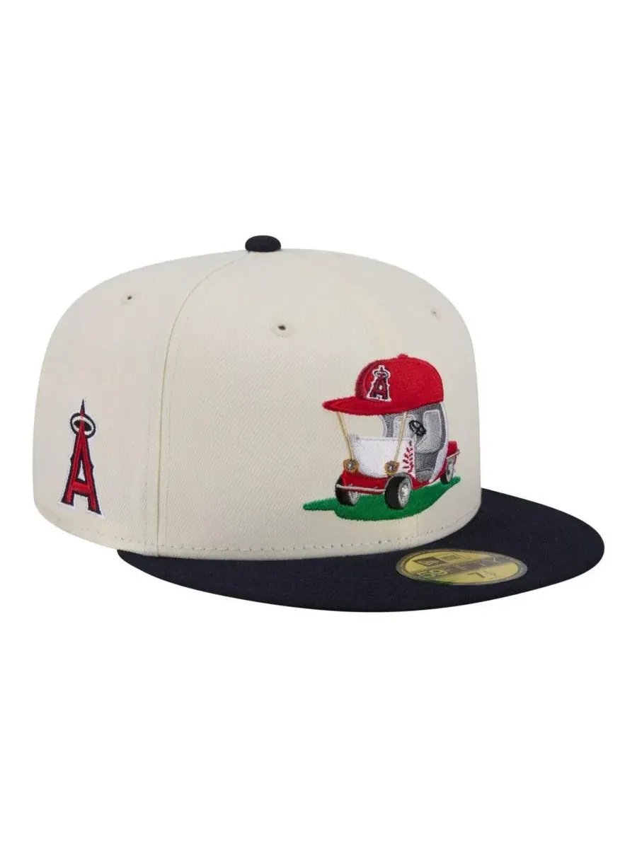 Кепка New Era с вышивкой Los Angeles Angels, Bullpen Cart 59FIFTY — изображение 1 из 5, кремовый темно-синий