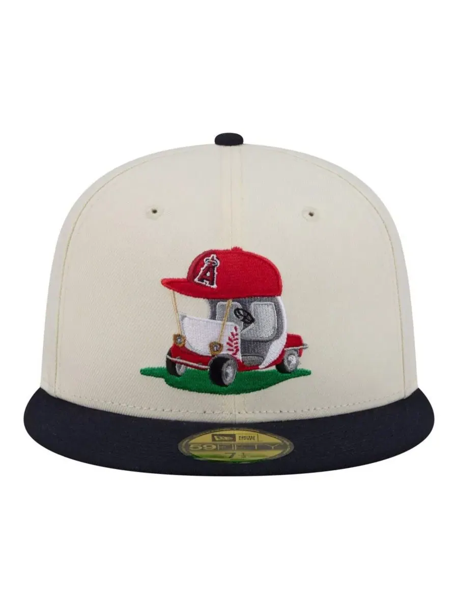 Кепка New Era с вышивкой Los Angeles Angels, Bullpen Cart 59FIFTY — изображение 2 из 5, кремовый темно-синий