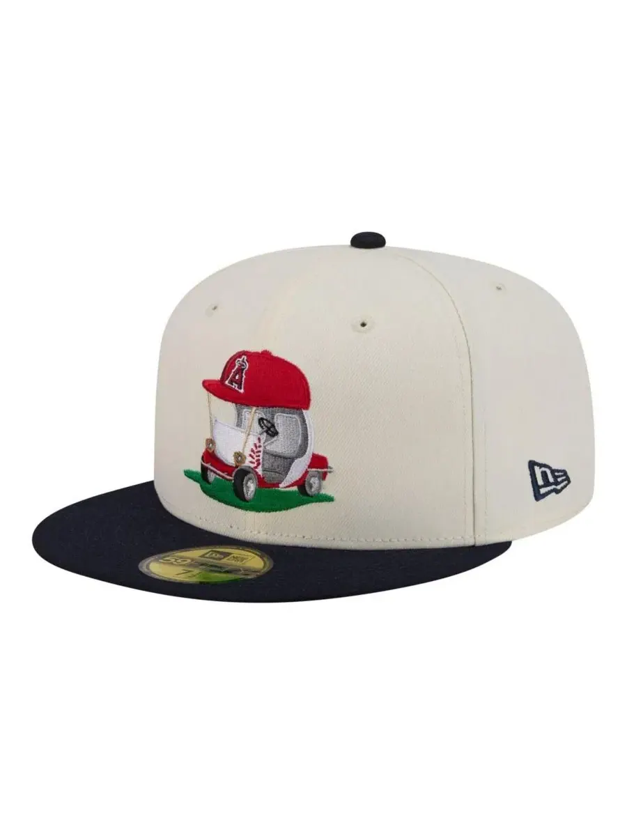 Кепка New Era с вышивкой Los Angeles Angels, Bullpen Cart 59FIFTY — изображение 3 из 5, кремовый темно-синий