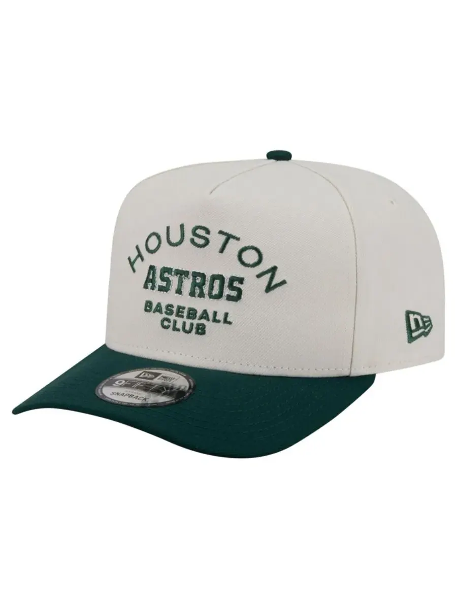 Кепка-снэпбек с высокой тульей, с вышитым логотипом Houston Astros New Era — изображение 1 из 6, кремовый темный зеленый