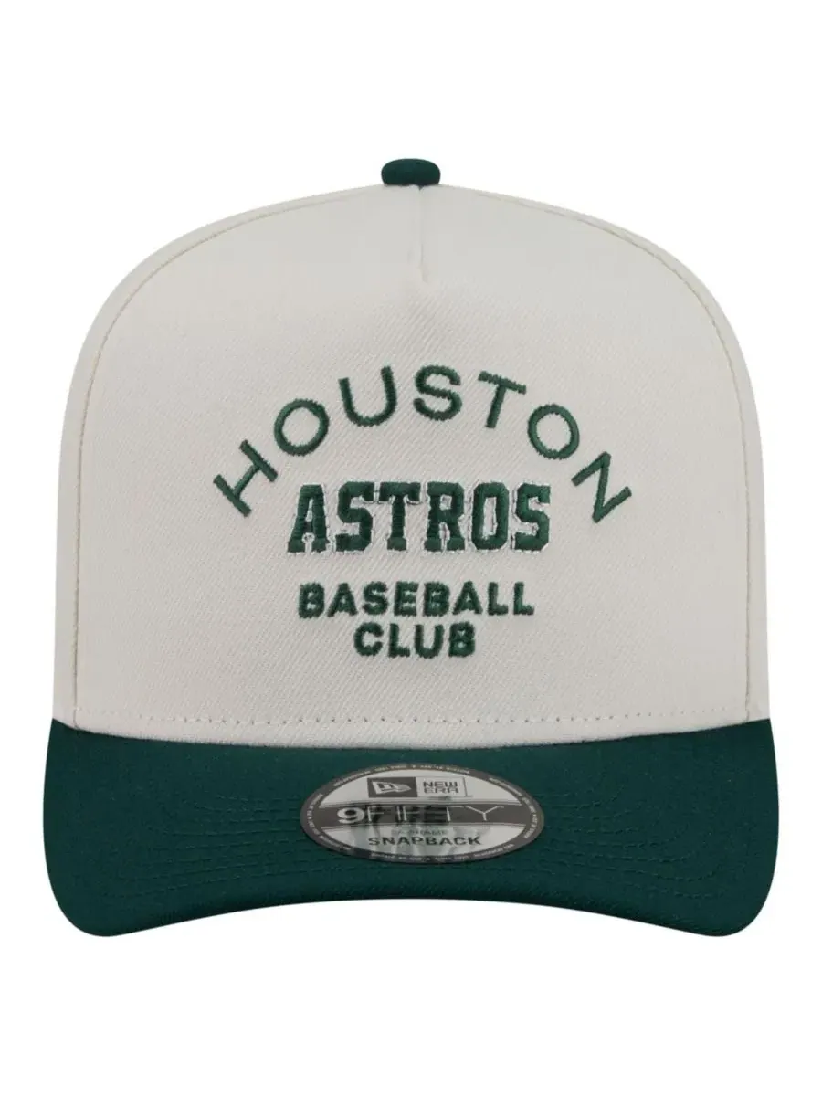 Кепка-снэпбек с высокой тульей, с вышитым логотипом Houston Astros New Era — изображение 2 из 6, кремовый темный зеленый
