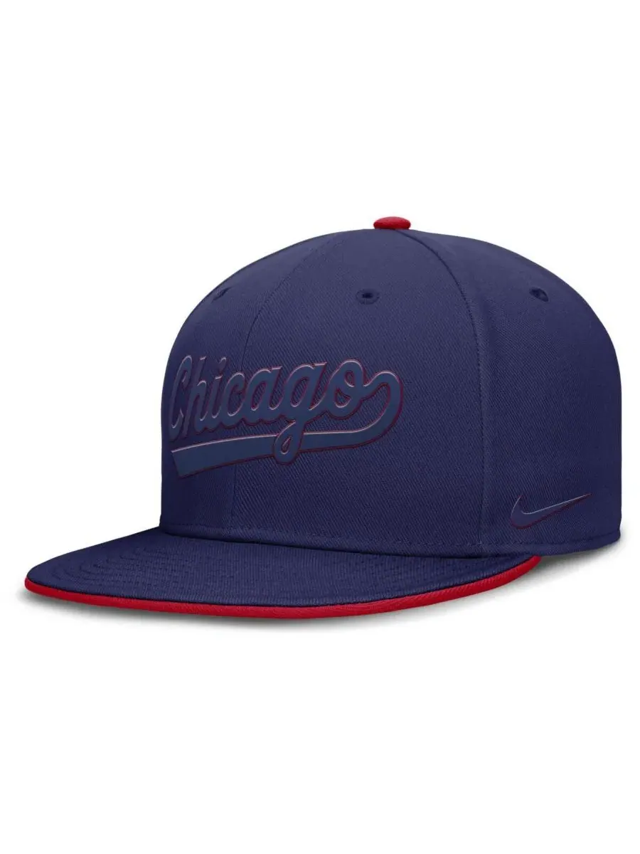 Кепка Nike Chicago Cubs с высокой тульей, Dri-FIT, с плоским козырьком — изображение 1 из 5, синий