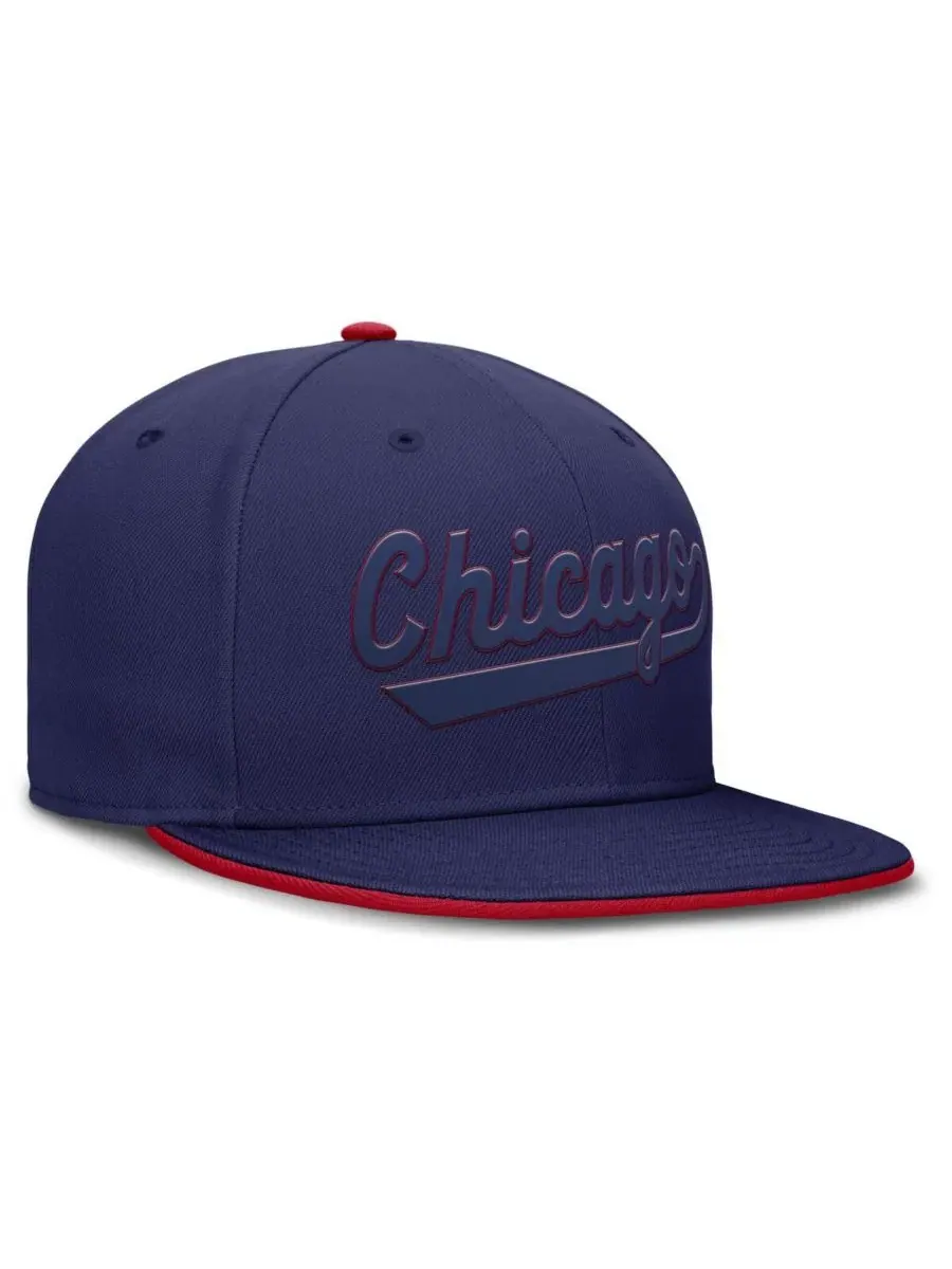 Кепка Nike Chicago Cubs с высокой тульей, Dri-FIT, с плоским козырьком — изображение 3 из 5, синий