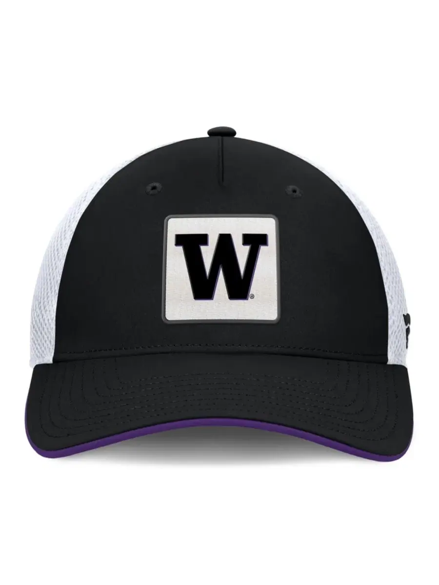 Кепка Washington Huskies 5-Panel Matter Flex Hat Fanatics — изображение 2 из 5, черный белый
