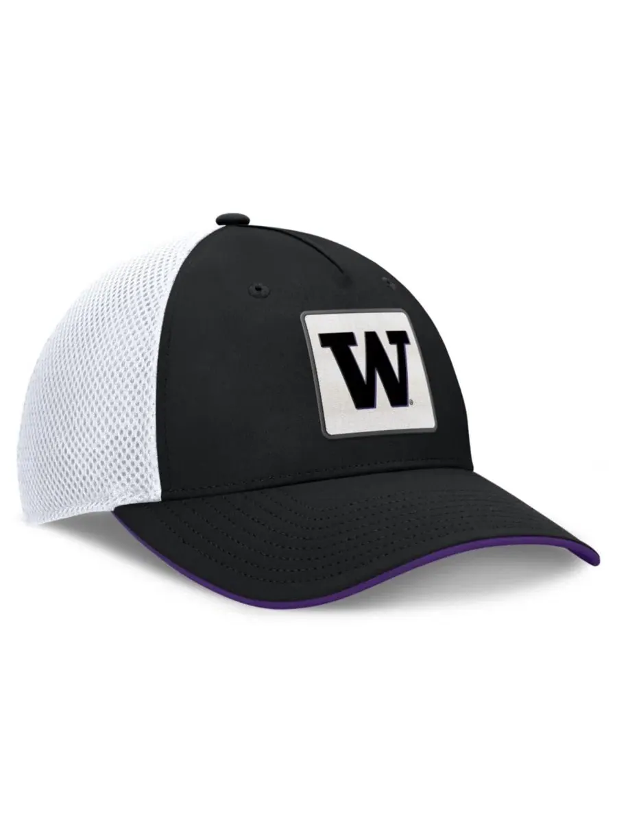 Кепка Washington Huskies 5-Panel Matter Flex Hat Fanatics — изображение 3 из 5, черный белый
