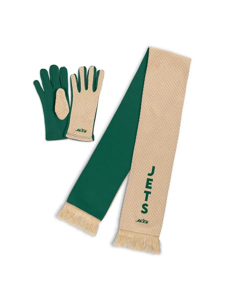 Комплект шарф и перчатки Tonal Microcheck New York Jets WEAR by Erin Andrews — изображение 1 из 3, бежевый