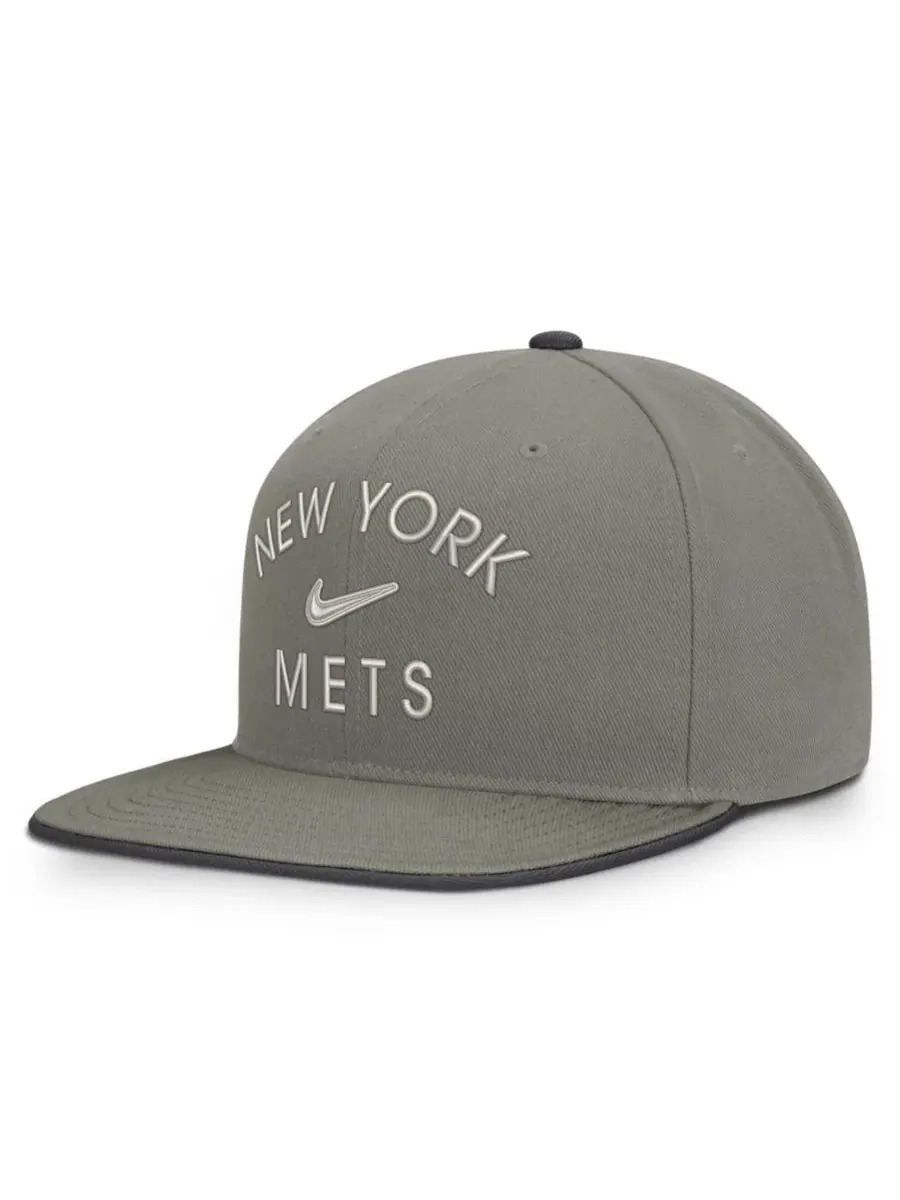 Бейсболка Nike с высокой тульей и плоским козырьком, New York Mets — изображение 3 из 5, серый