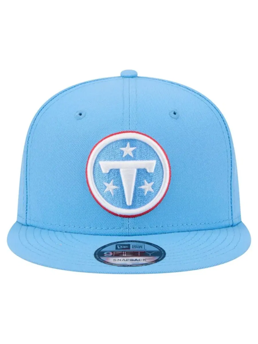 Кепка-снапбек с высокой тульей и вышитым логотипом Tennessee Titans New Era — изображение 2 из 7, светлый синий