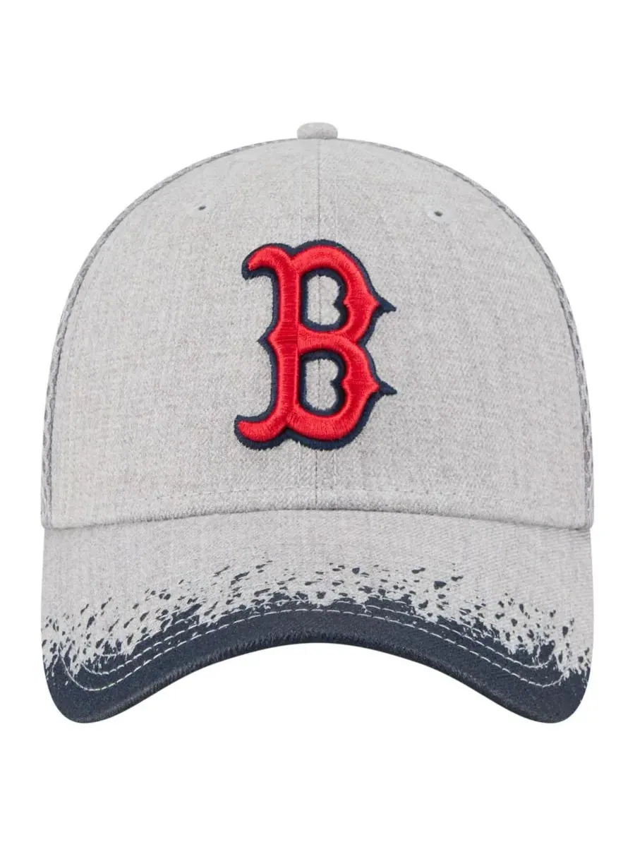 New Era Мужская серая кепка Boston Red Sox с козырьком и рисунком в виде брызг краски, модель — изображение 2 из 4, серый