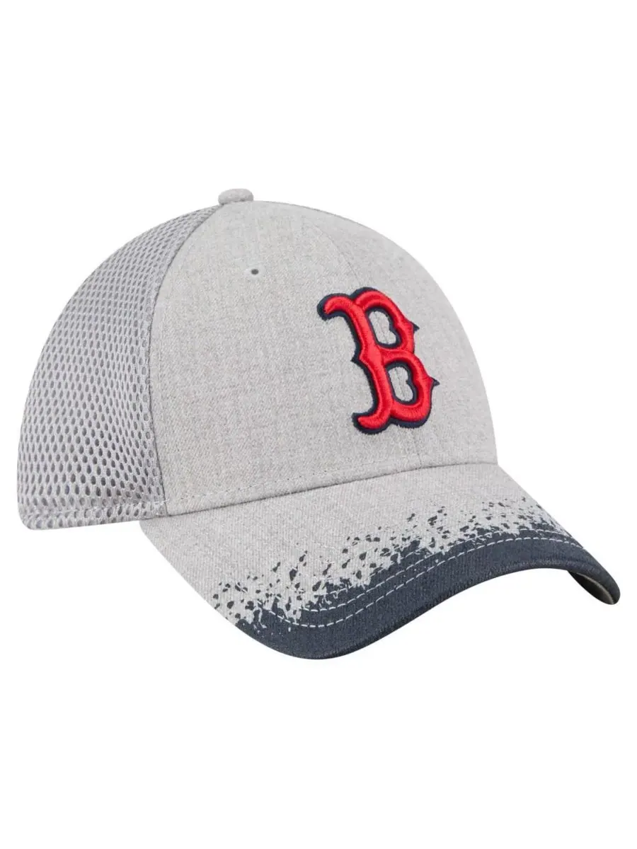 New Era Мужская серая кепка Boston Red Sox с козырьком и рисунком в виде брызг краски, модель — изображение 3 из 4, серый