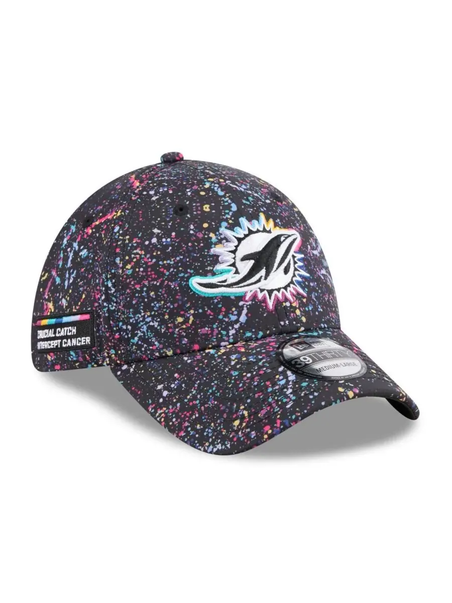 New Era Мужская черная кепка Miami Dolphins 2025 NFL Crucial Catch 39THIRTY Flex Hat — изображение 1 из 4, черный