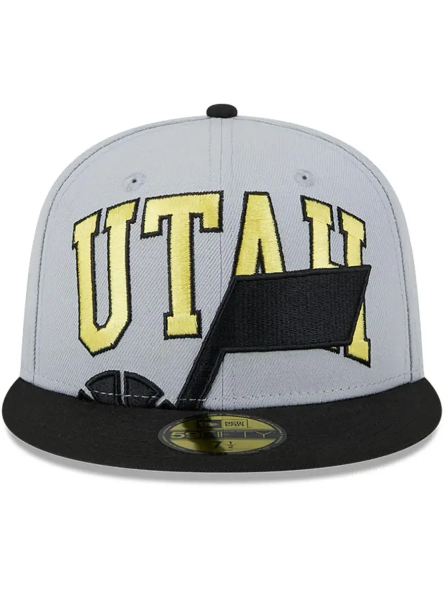 New Era Мужская двухцветная кепка Utah Jazz Tip-Off 59FIFTY серого/черного цвета — изображение 2 из 4, серый черный