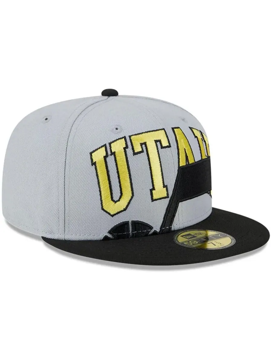 New Era Мужская двухцветная кепка Utah Jazz Tip-Off 59FIFTY серого/черного цвета — изображение 3 из 4, серый черный
