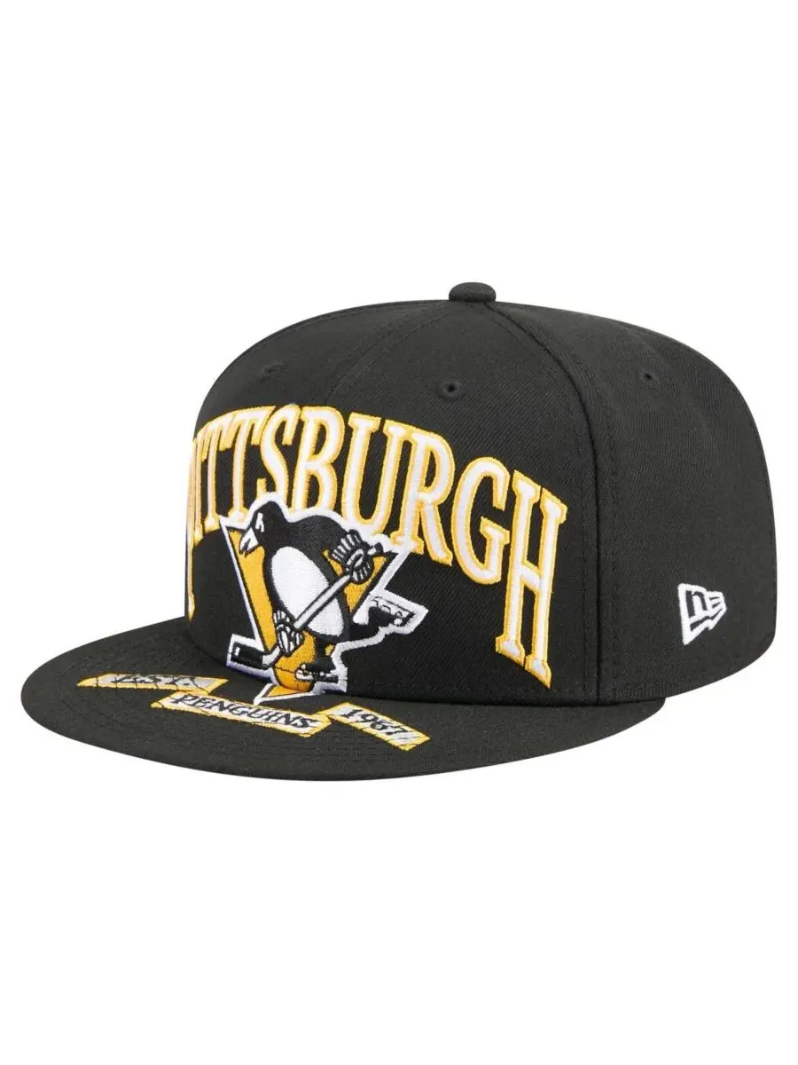 New Era Мужская черная кепка большого размера Pittsburgh Penguins Arch 59Fifty — изображение 1 из 4, черный