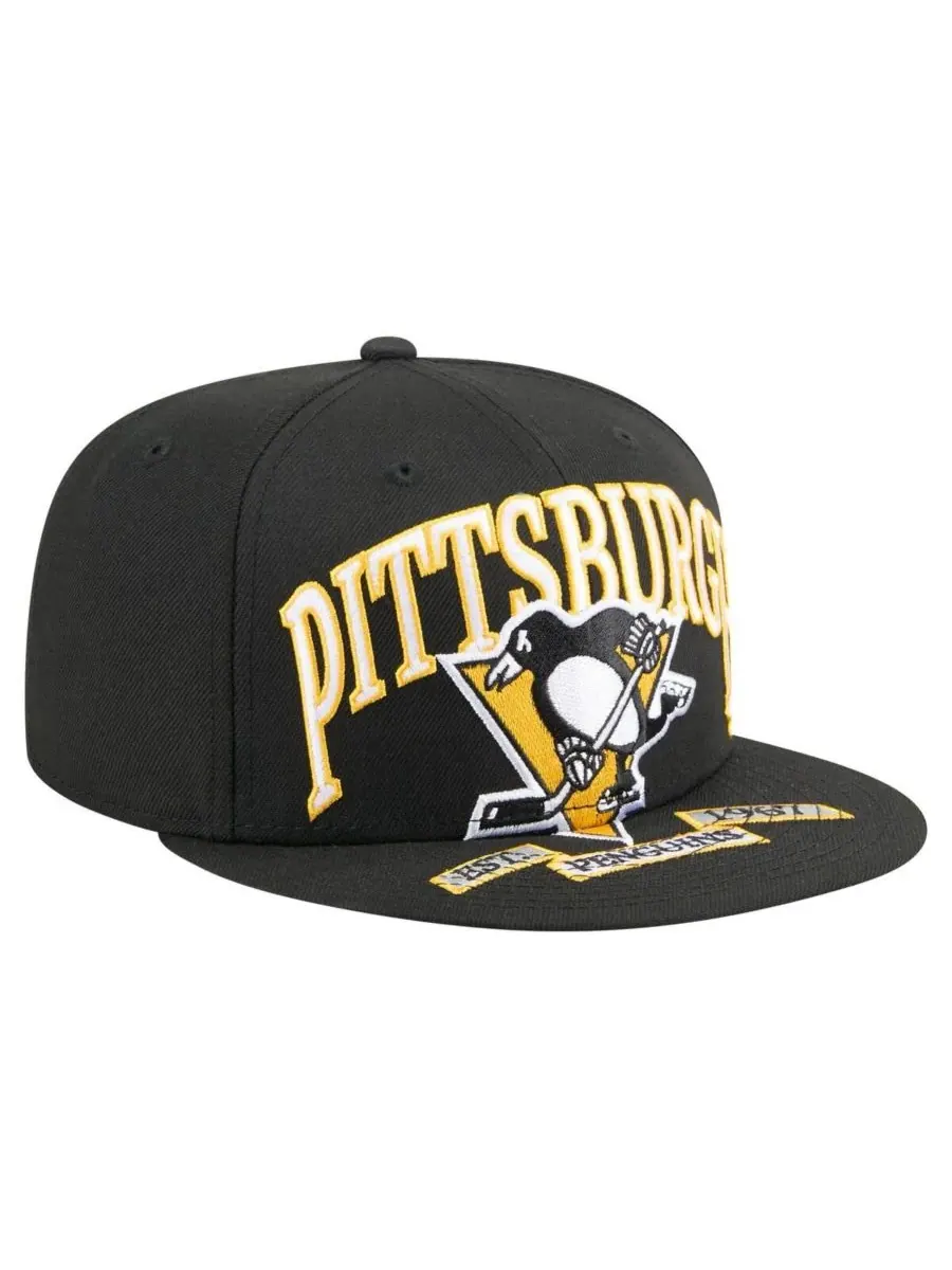 New Era Мужская черная кепка большого размера Pittsburgh Penguins Arch 59Fifty — изображение 2 из 4, черный