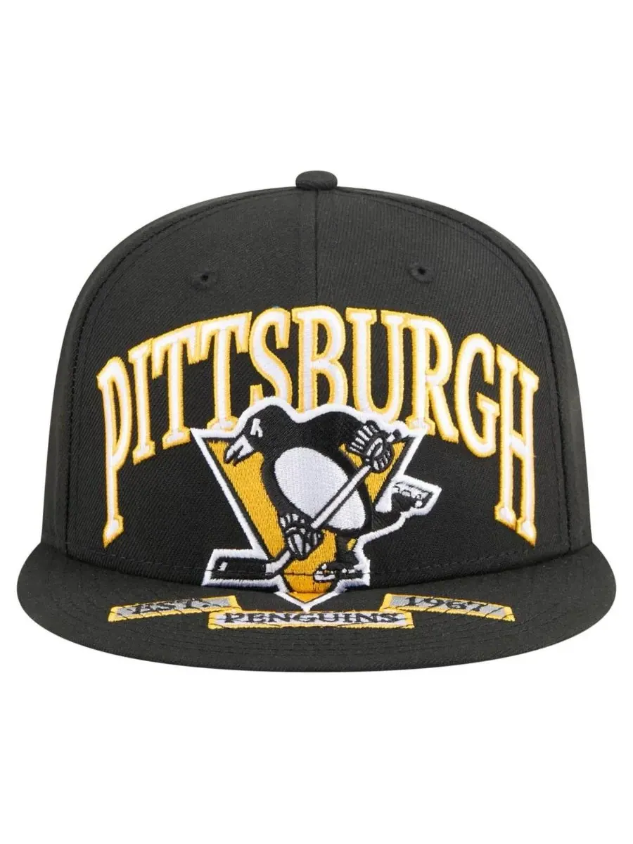 New Era Мужская черная кепка большого размера Pittsburgh Penguins Arch 59Fifty — изображение 3 из 4, черный