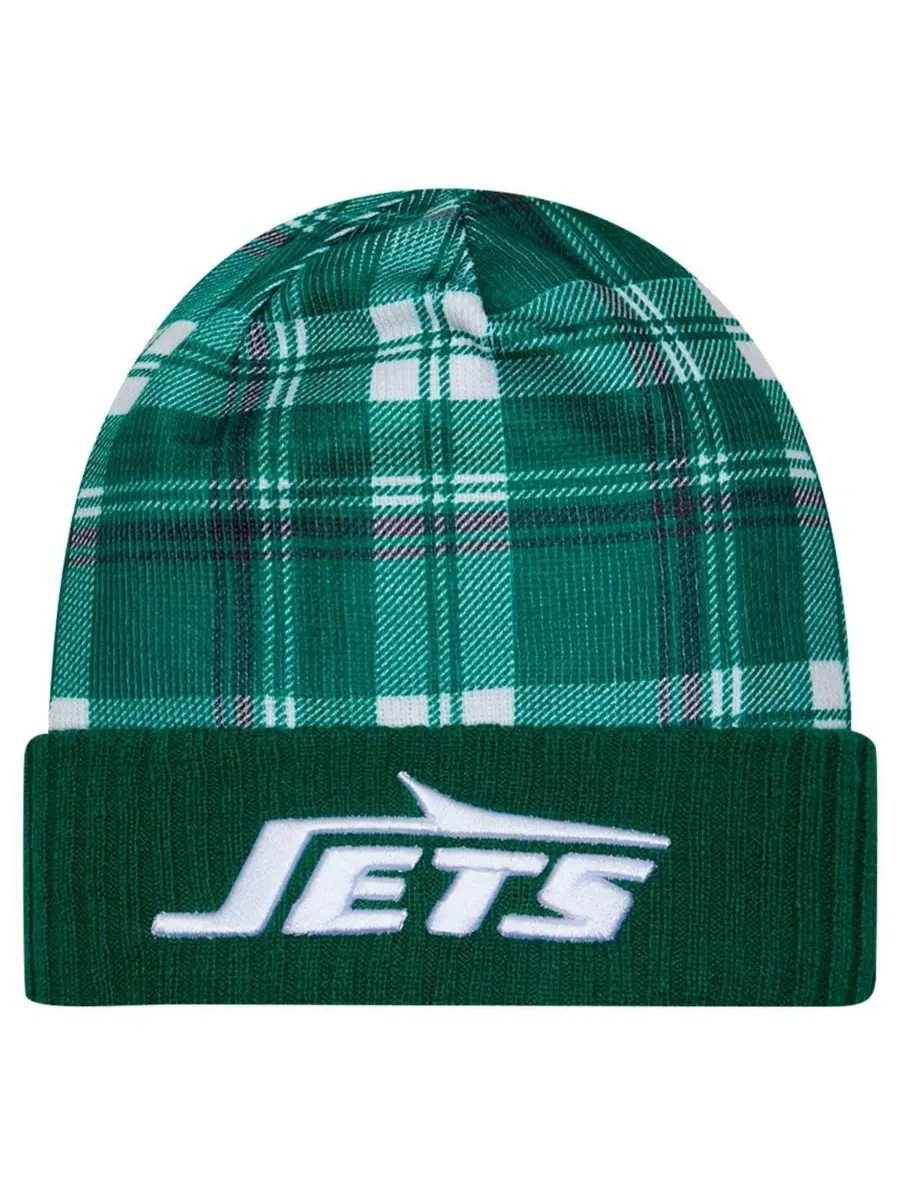 New Era Мужская зеленая вязаная шапка с отворотом в стиле New York Jets Sideline Statement — изображение 1 из 2, зеленый