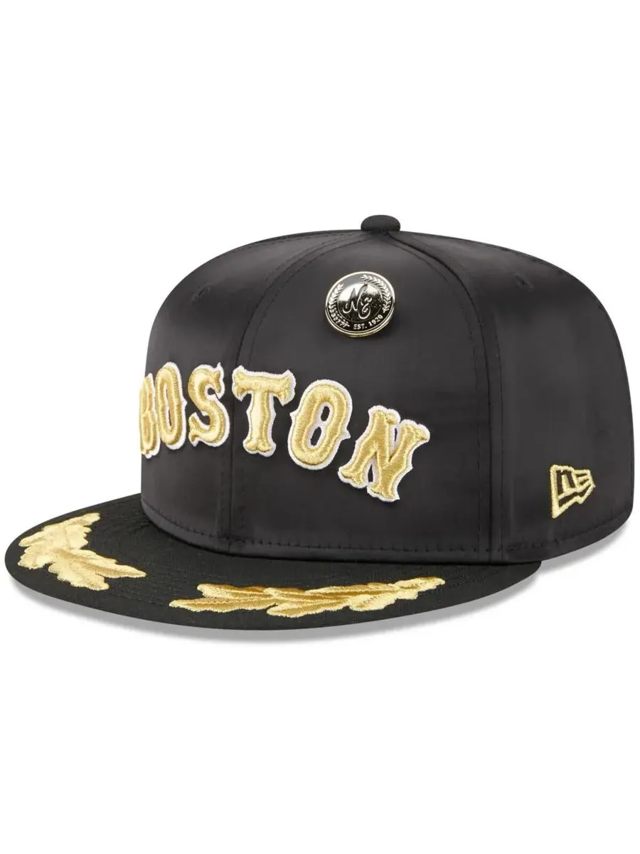 New Era Мужская черная бейсболка Boston Red Sox 2025 59FIFTY Day Gold Leaf 59FIFTY Fitted Hat — изображение 1 из 4, черный