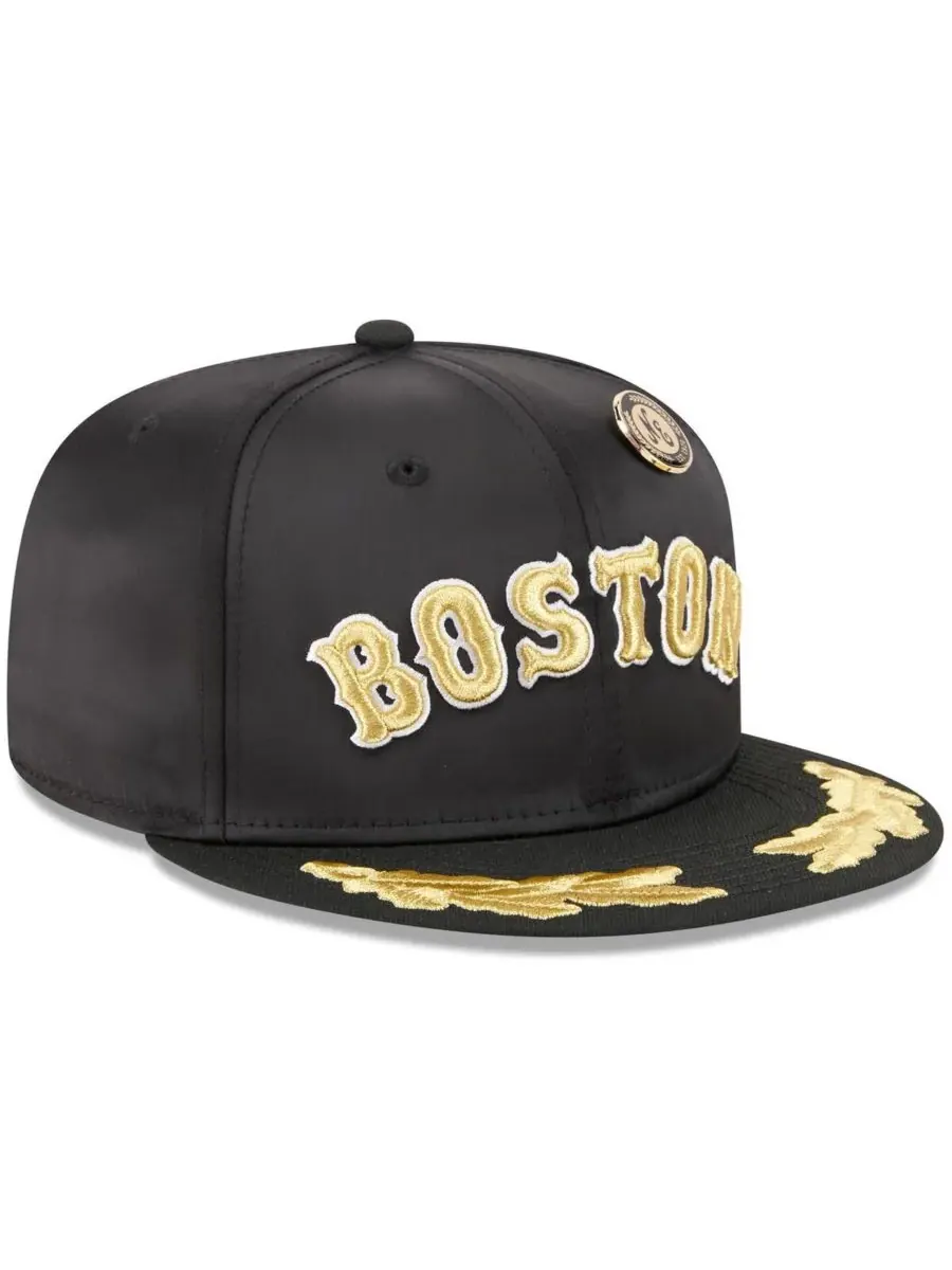 New Era Мужская черная бейсболка Boston Red Sox 2025 59FIFTY Day Gold Leaf 59FIFTY Fitted Hat — изображение 3 из 4, черный
