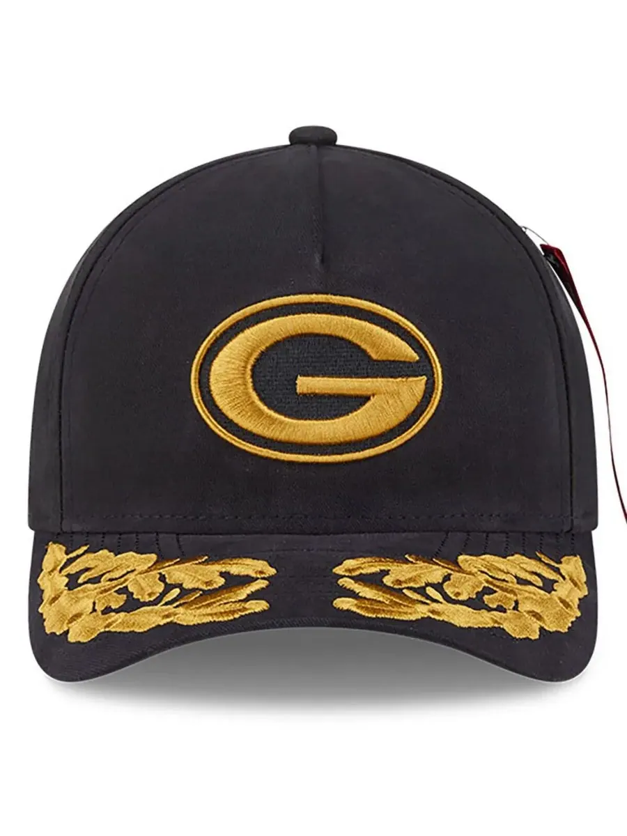 New Era Мужская черная регулируемая кепка Alpha Industries Green Bay Packers A-Frame 9FORTY — изображение 2 из 4, черный