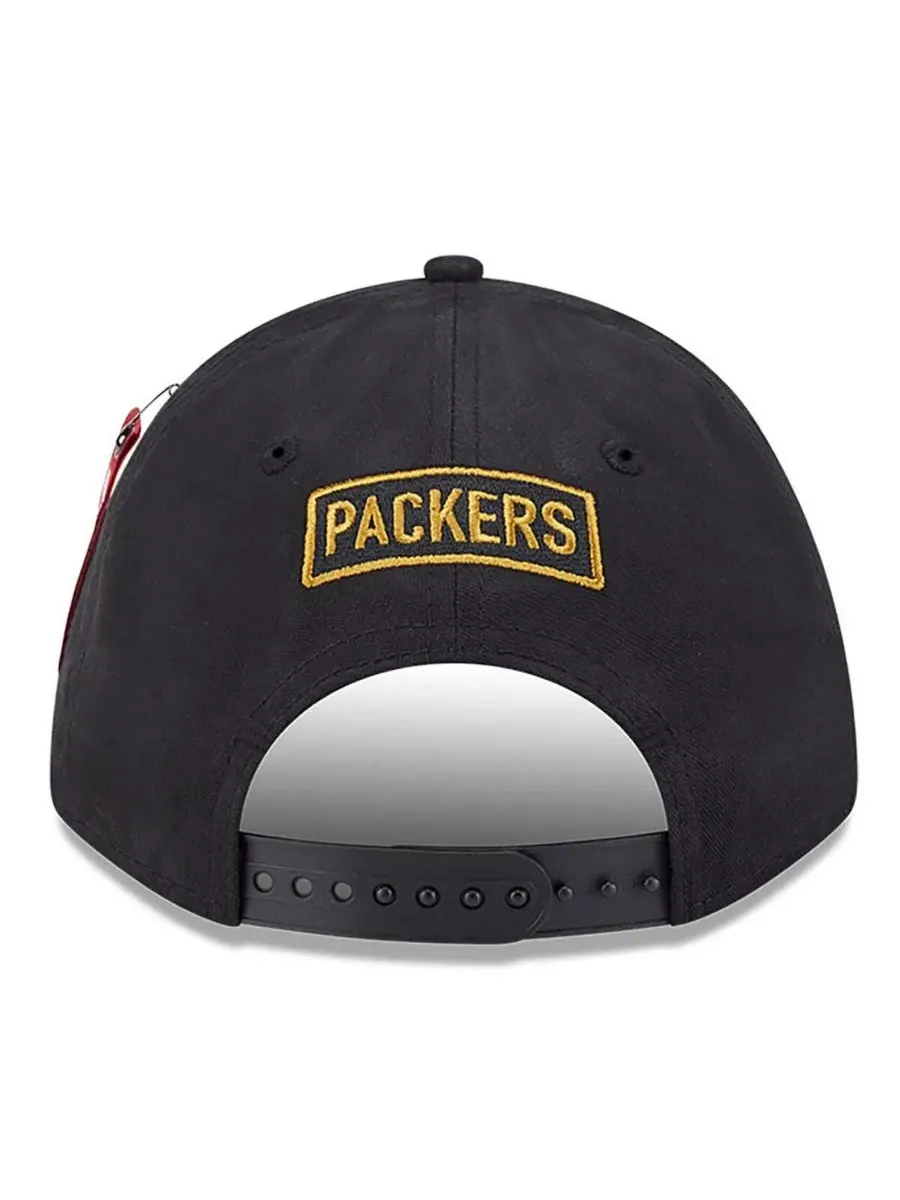 New Era Мужская черная регулируемая кепка Alpha Industries Green Bay Packers A-Frame 9FORTY — изображение 4 из 4, черный