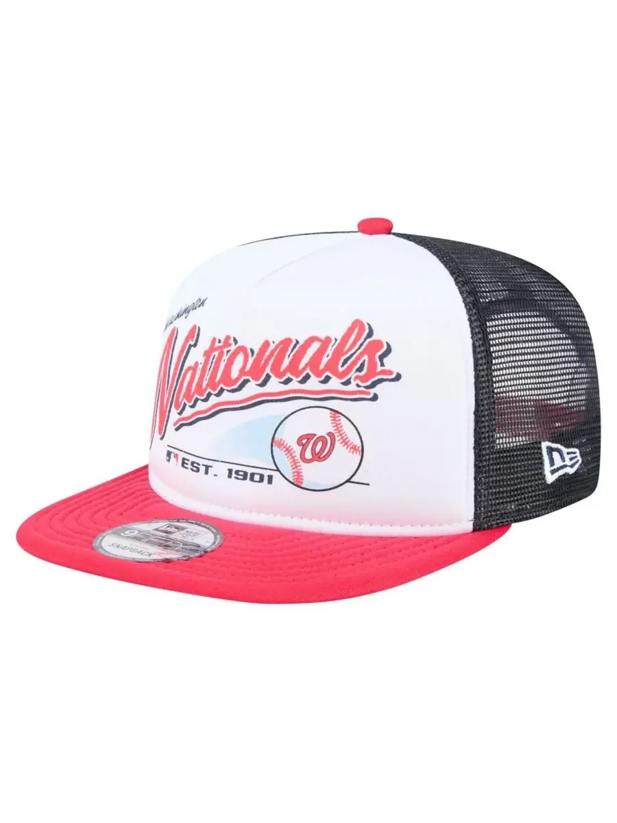 New Era Мужская бело-красная кепка-тракер Washington Nationals в стиле ретро с надписью 9FIFTY — изображение 1 из 5